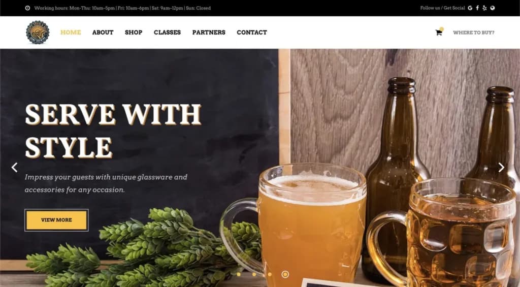 Beverage website design example
