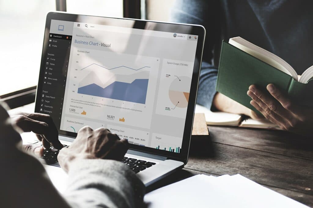 Business chart visual on computer
