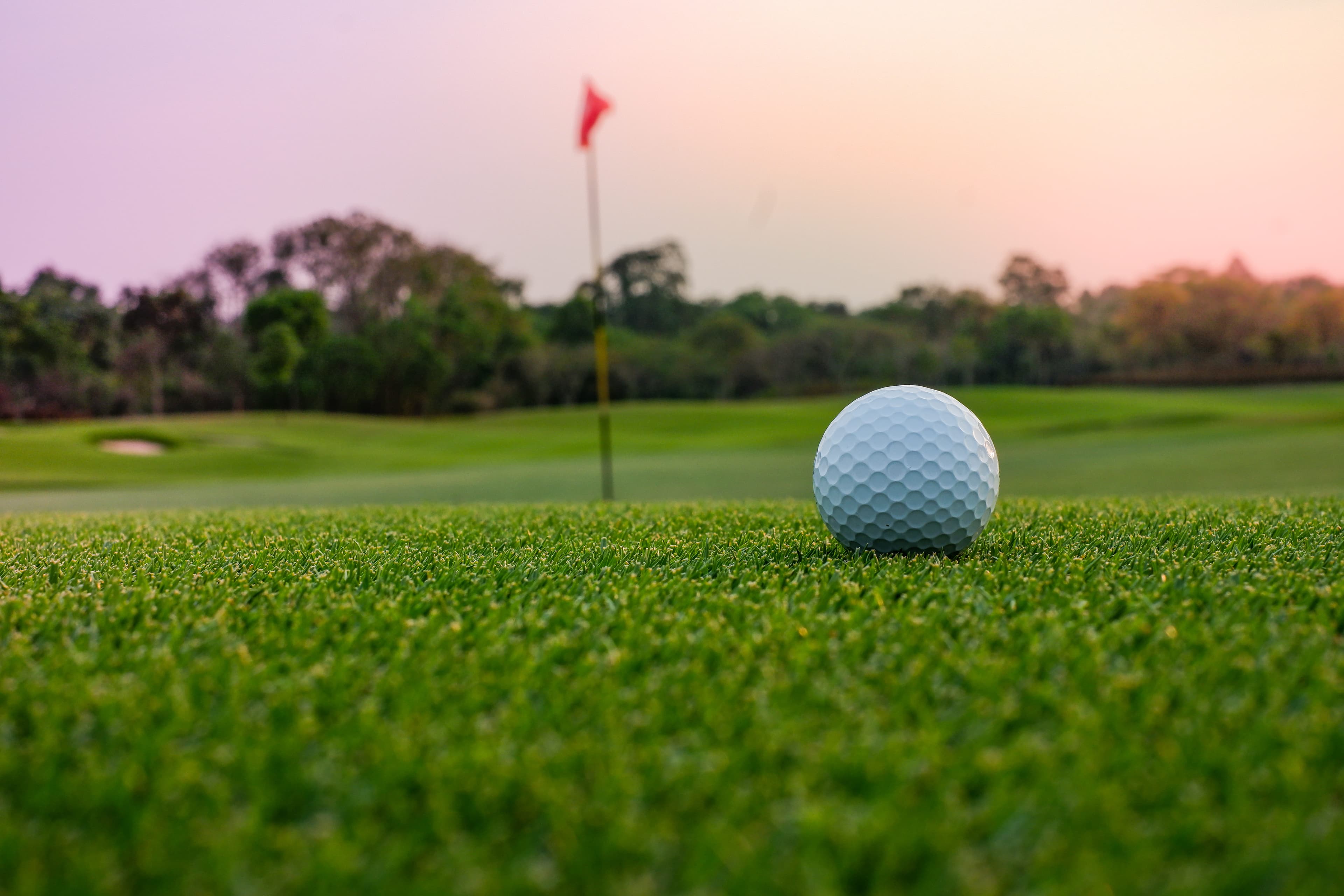 Golf ball on a course