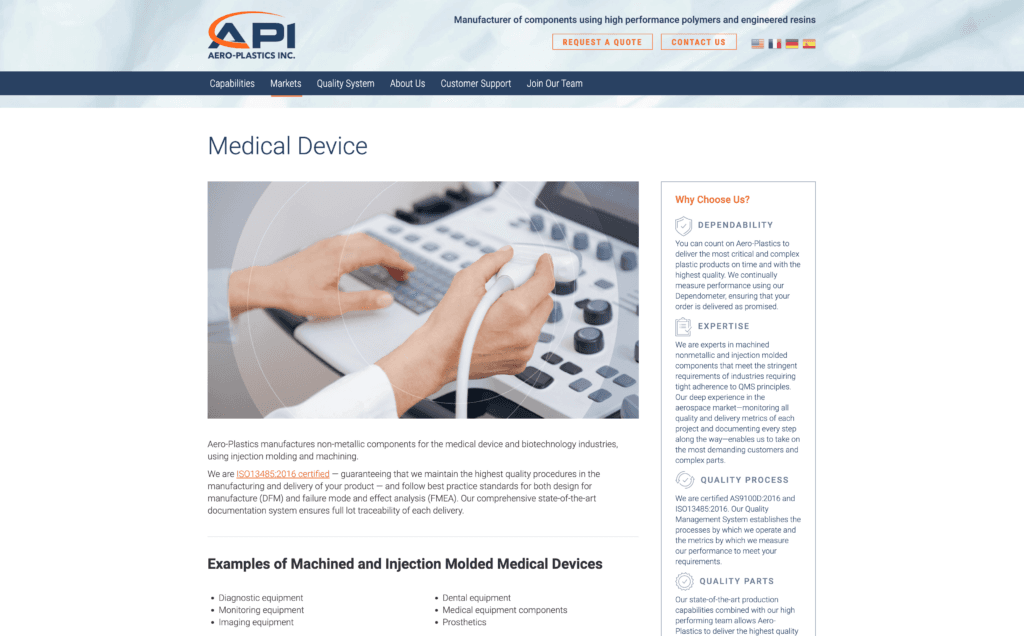 Medical device machining marketing agency work