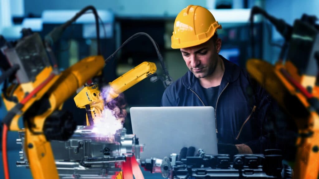 A person working on a manufacturing website design project