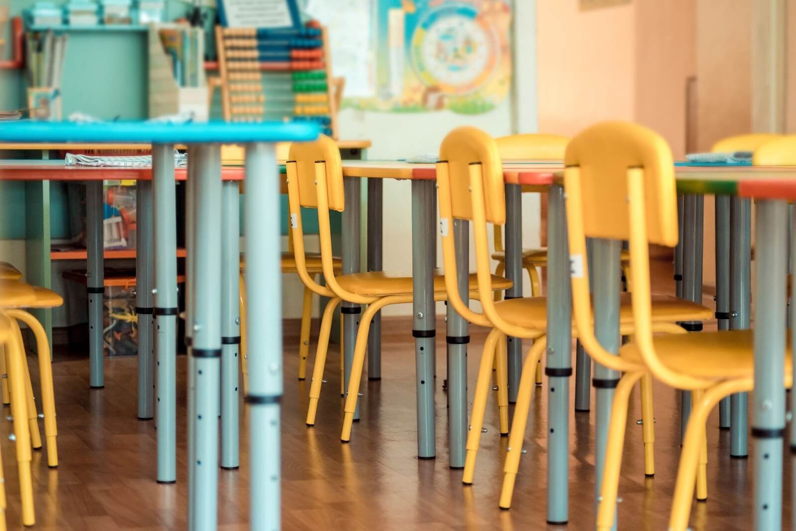 Tables and chairs at a childcare facility
