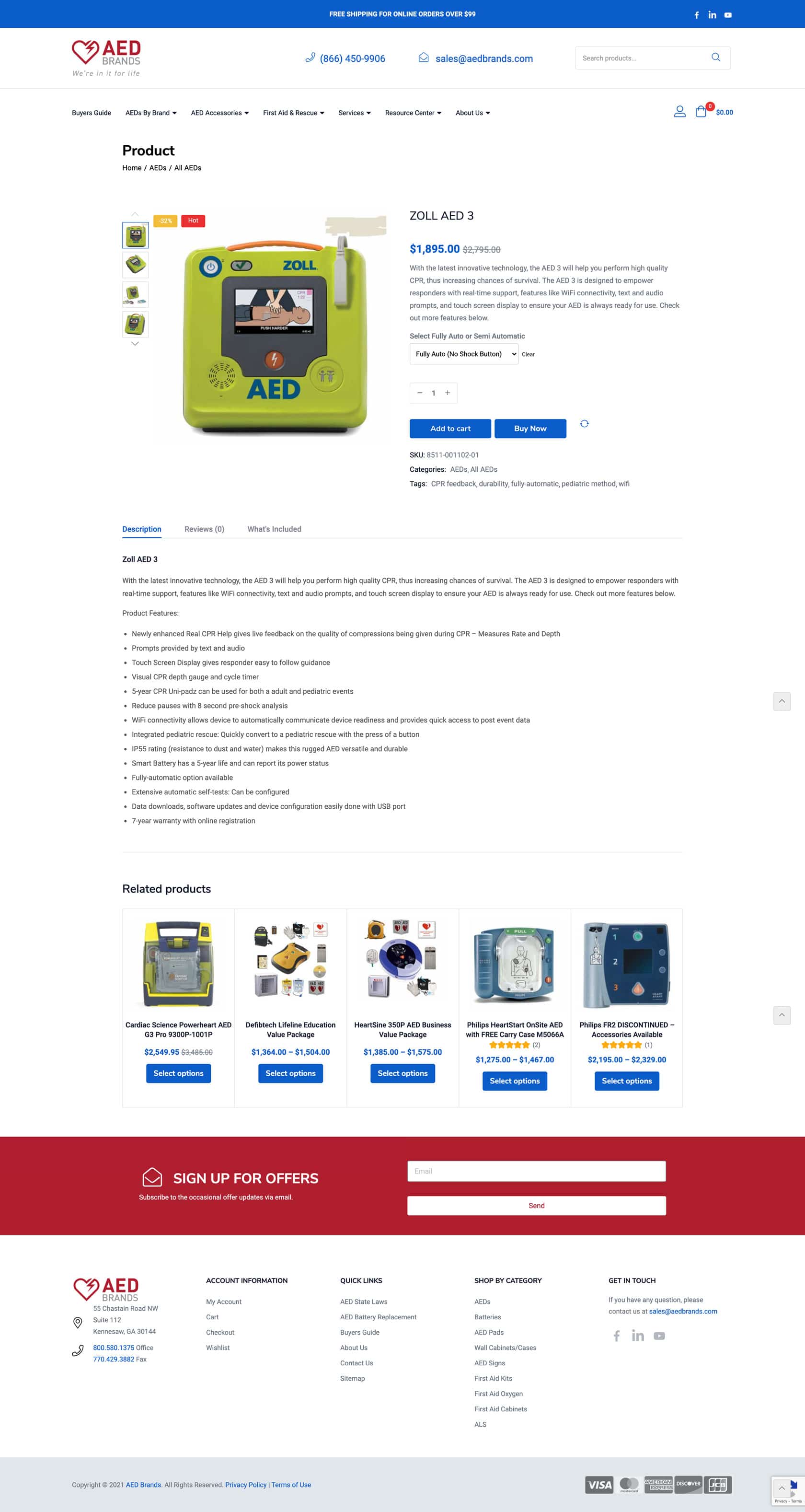 AED Product Page Design Example