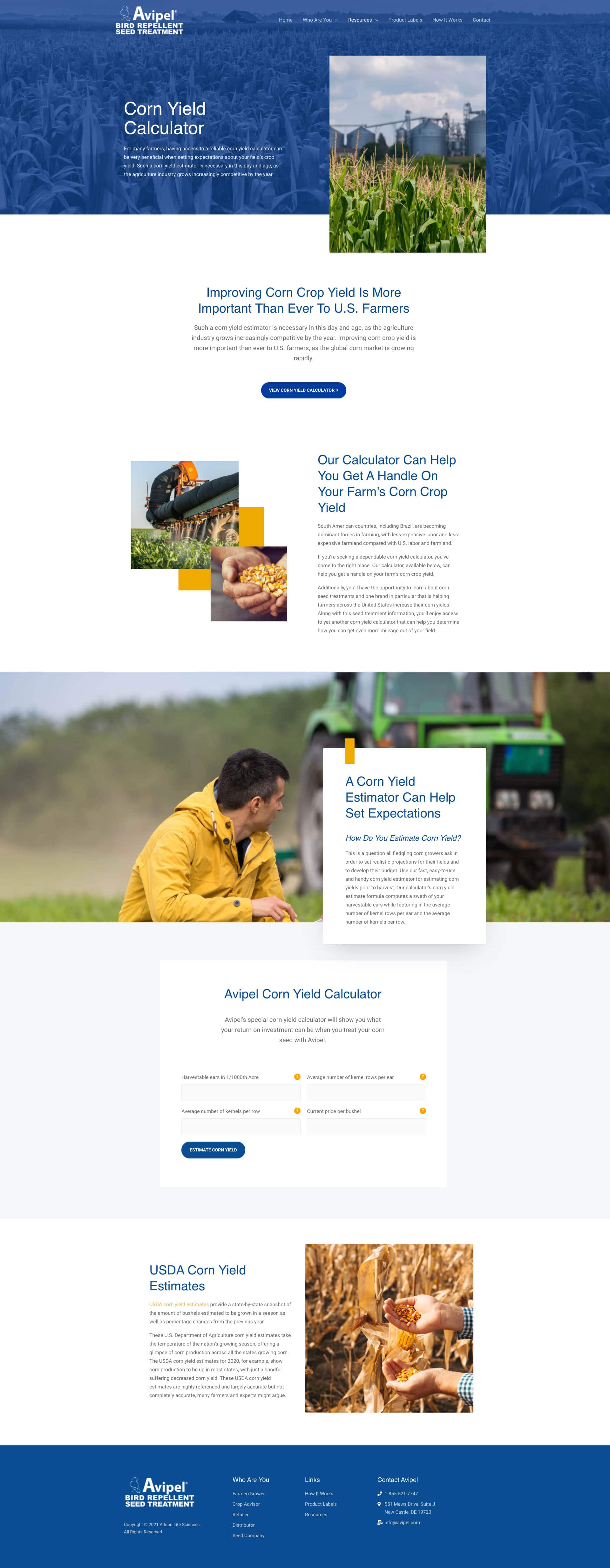 Avipel Corn Yield Calculator Full Page