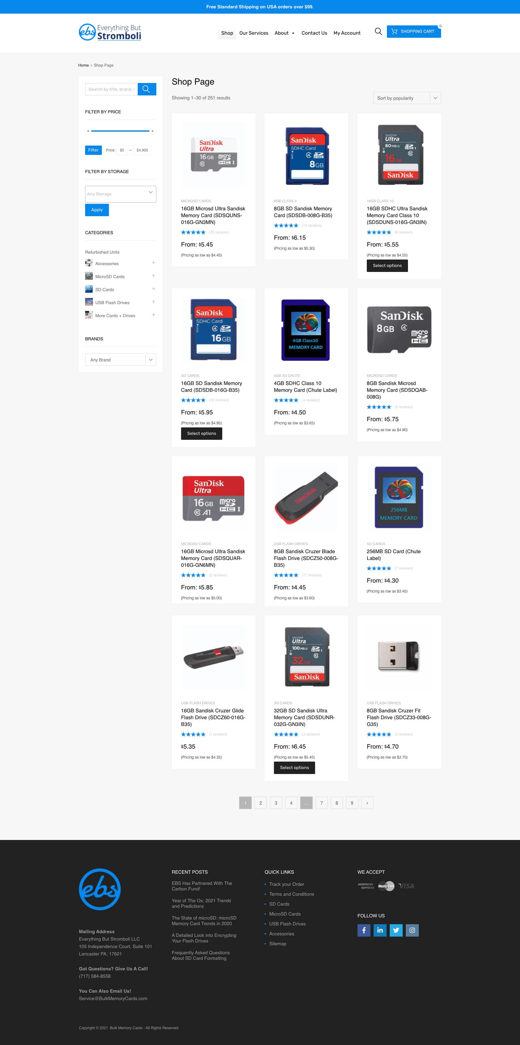 Bulkmemorycards.com Category Page