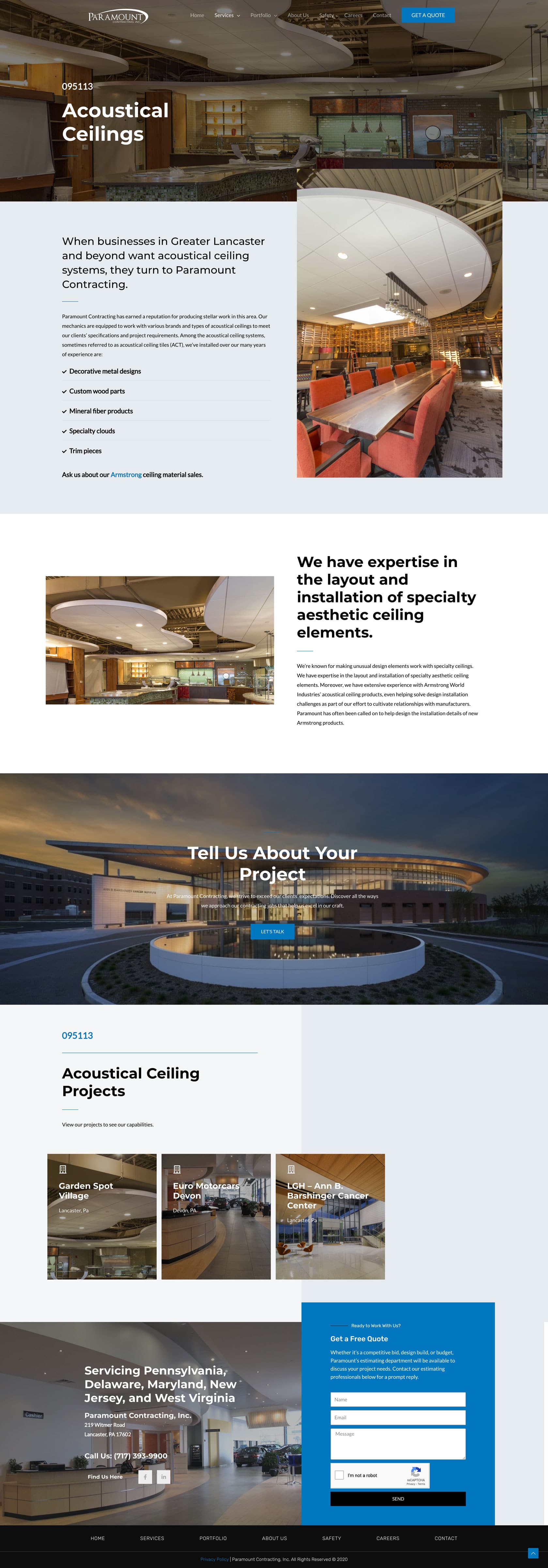 Paramount Construction Internal Page Example