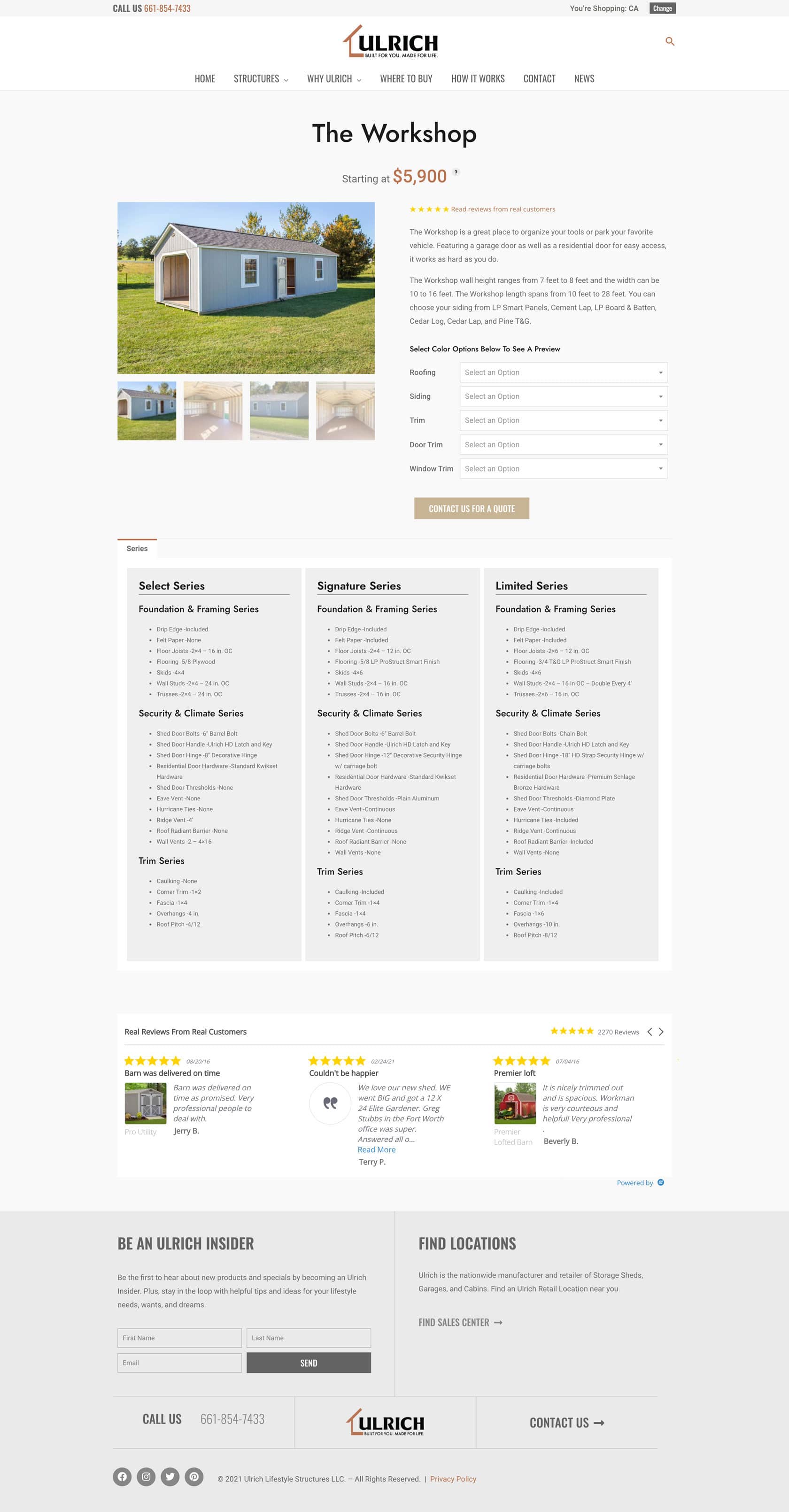 Ulrich Product Page Screenshot