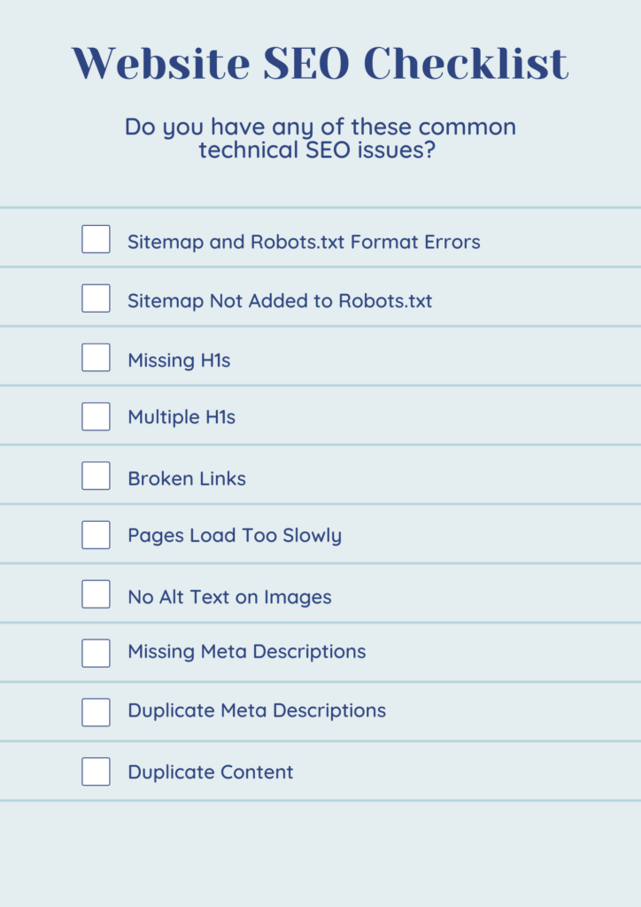 Conklin Media’s checklist of common technical seo issues