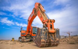 Orange construction machinery