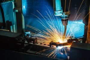Manufacturing plant machines working on project from content marketing efforts