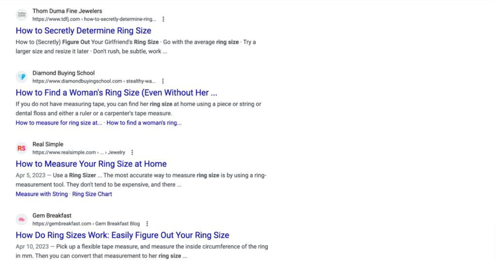 search results below the featured snippet